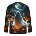 thumbnail image 4 of Yusimy Men's Halloween Print T-Shirt Long Sleeve Round Neck Pullover Top Spooky Graphic Tee Holiday Party, 4 of 5