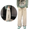 thumbnail image 4 of Pantalones de Chándal con Cordón Bordados para Hombres Pantalones Casuales de Pierna Recta Sueltos de Moda con Bolsillo Beige XXL, 4 of 8