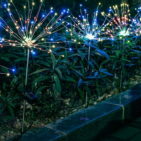 

Travelwant Fireworks Solar Lights Outdoor Pathway Lights Solar Powered Starburst Fairy Lights Waterproof 8 Lighting Modes with Remote Control for Patio Christmas Yard Decorative