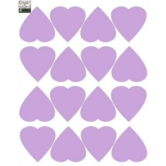 Lilac Hearts Wall Decal Stickers Vinyl Kids Room Decor  Includes (32) Lilac Hearts All 2.75"