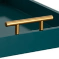 thumbnail image 3 of Kate and Laurel Lipton Mid Century Modern Decorative Wood Tray with Brushed Gold Metal Handles, Dark Teal, 3 of 5
