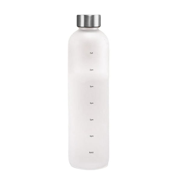 Botella deportiva motivacional a prueba de fugas de 1000 ml para correr, ciclismo y oficina. Blanco