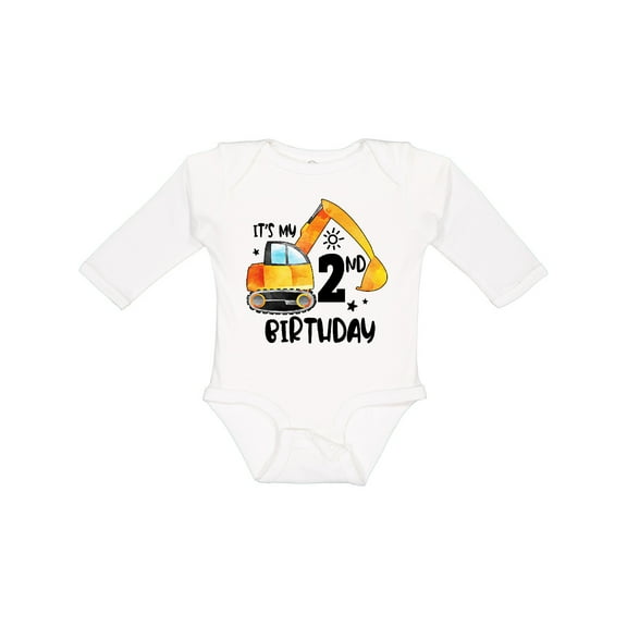 Inktastic Construction Truck It's My 2nd Birthday Boys or Girls Long Sleeve Baby Bodysuit
