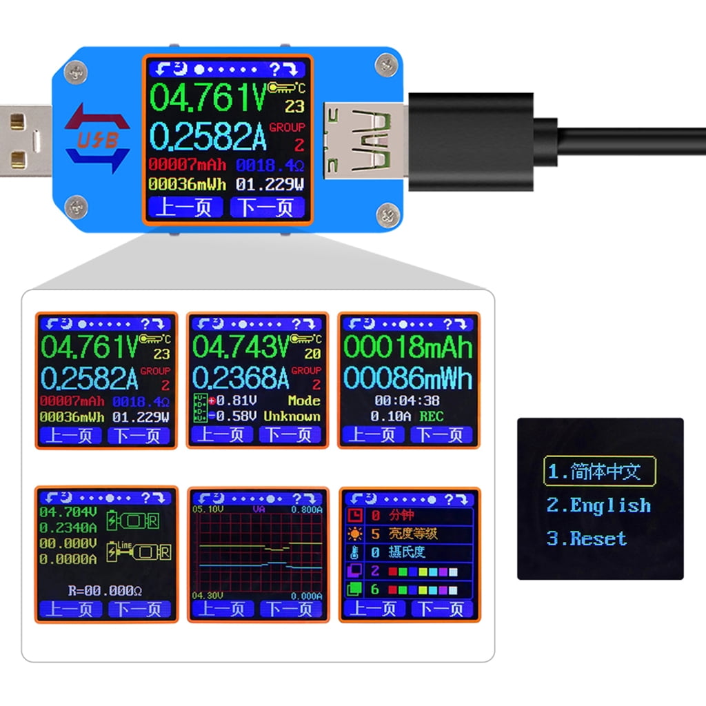 WINDLAND USB Power Meter 4-24V 5A LCD USB Voltage Current Display USB Tester Multimeter USB Current Meter Tester LCD Display