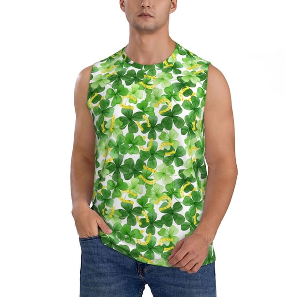 Balery Happy St. Patrick's Day Camisetas sin mangas para hombre, absorbe la humedad y protege contra el mal olor.-X-Large