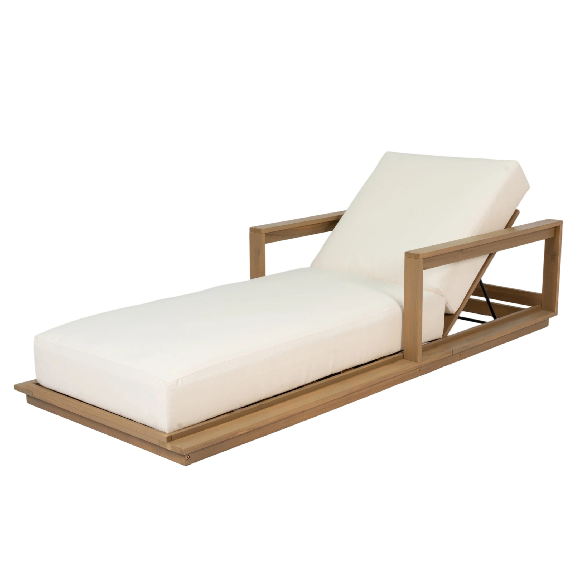 Christopher Knight Home Set of 4 Outdoor Sunloungers with Cushions, Adjustable Backrests, Light Teak + Beige