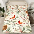 thumbnail image 2 of Feelyou Winter Red Bird Twin Sheet Sets for Kid, Kawaii Christmas Robin Twin Fitted Sheet, Jungle Branches Plant Flat Sheet, Super Cozy Room Decor, 3-Piece, 2 of 7