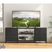 GIKPAL Dresser TV Stand for TVs up to 50" TV Stand Dressers for Bedrooms with 4 Drawer, Chest of Drawers Dresser Modern TV Stand, Black