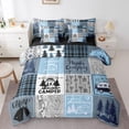 thumbnail image 1 of YST Kids Camper Comforter Set 7 Piece King Happy Camping Bed In A Bag Rv Bunk Accessories Bedding For Travel Trailers,Blue Grey Rustic Buffalo Plaid Arrow Pine Tree Bed Set For Boys Girls, 1 of 5