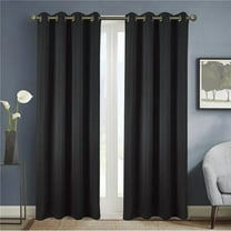 Olivia Gray Anchorage Blackout Single Grommet Curtain Panel Pair - 54"x63", Black