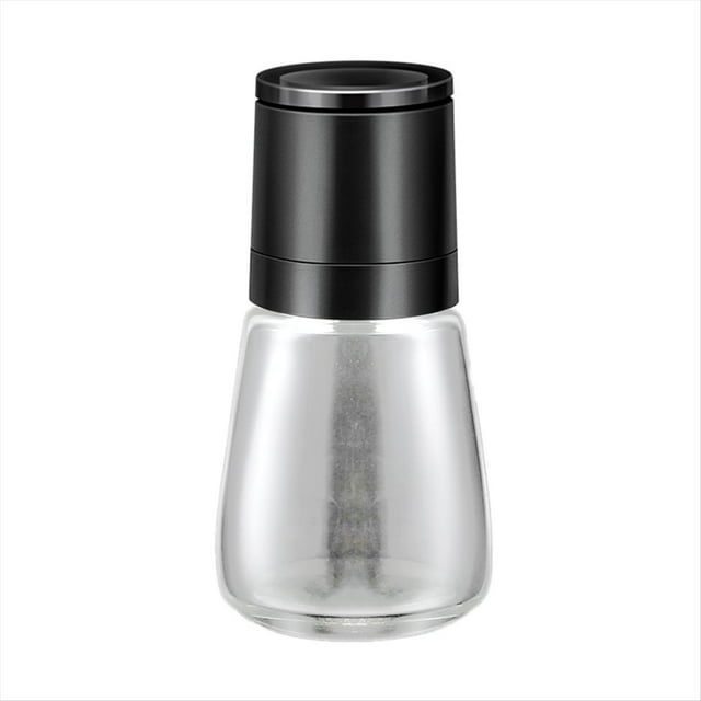 Molinillo Manual de Sal y Pimienta, Molinillo de Vidrio Transparente, Molinillo de Pimienta, Botella de Condimento, Utensilios de Cocina, Negro
