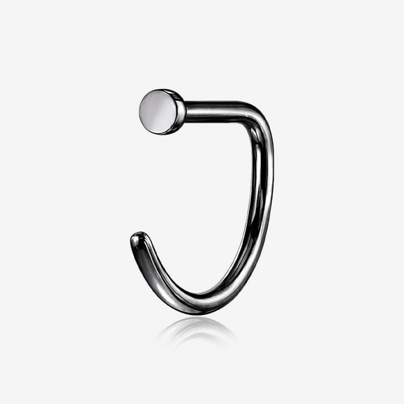 Implant Grade Titanium Blackline D-Shaped Flat Circle Top Nose Hoop