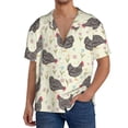thumbnail image 7 of Lsque Funny Chicken print Men's Cuban Collar Short Sleeve Shirt Summer Beachwear Casual Button Down Fashionable Vacation Leisure Shirt-Large, 7 of 7