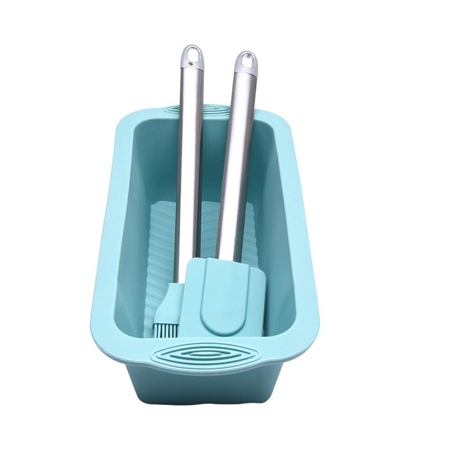 Bewildely Juego de 3 unidades de molde para tostadas, cepillo Rectangular de silicona para hornear pan, raspador de cocina antiadherente Type3 NO3