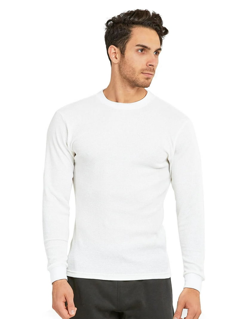 Men's Heavyweight Cotton Long Sleeve Thermal Top, White M, 1 Count