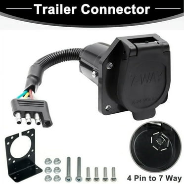 XUKEY 4-Pin Flat to 7-Way Blade Trailer Plug Adapter Tow for RV Truck Light Wire Connector
