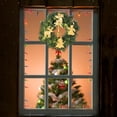 thumbnail image 4 of LYU 30cm Christmas Artificial Wreath Luminous Warm Light Battery Operated with Bells Realistic Window Dressing Scene Layout Merry Xmas Santa Pendant Door Hanging Garland for Hotel, 4 of 8