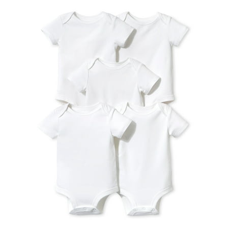 Organic Baby Girl Little Star Organic White Short Sleeve Bodysuits, 5pk (Baby Boys or Baby Girls Unisex) ()