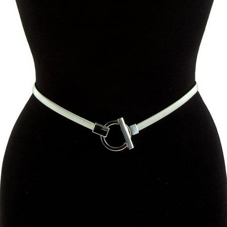 eVogues Plus size O-Ring Pendant Buckle Metal Elastic Waist Belt Silver