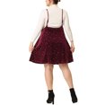 thumbnail image 3 of Agnes Orinda Women's Plus Size Velvet Skater Skirts High Waist Shiny Stars Suspender Skirt 1X Burgundy, 3 of 5