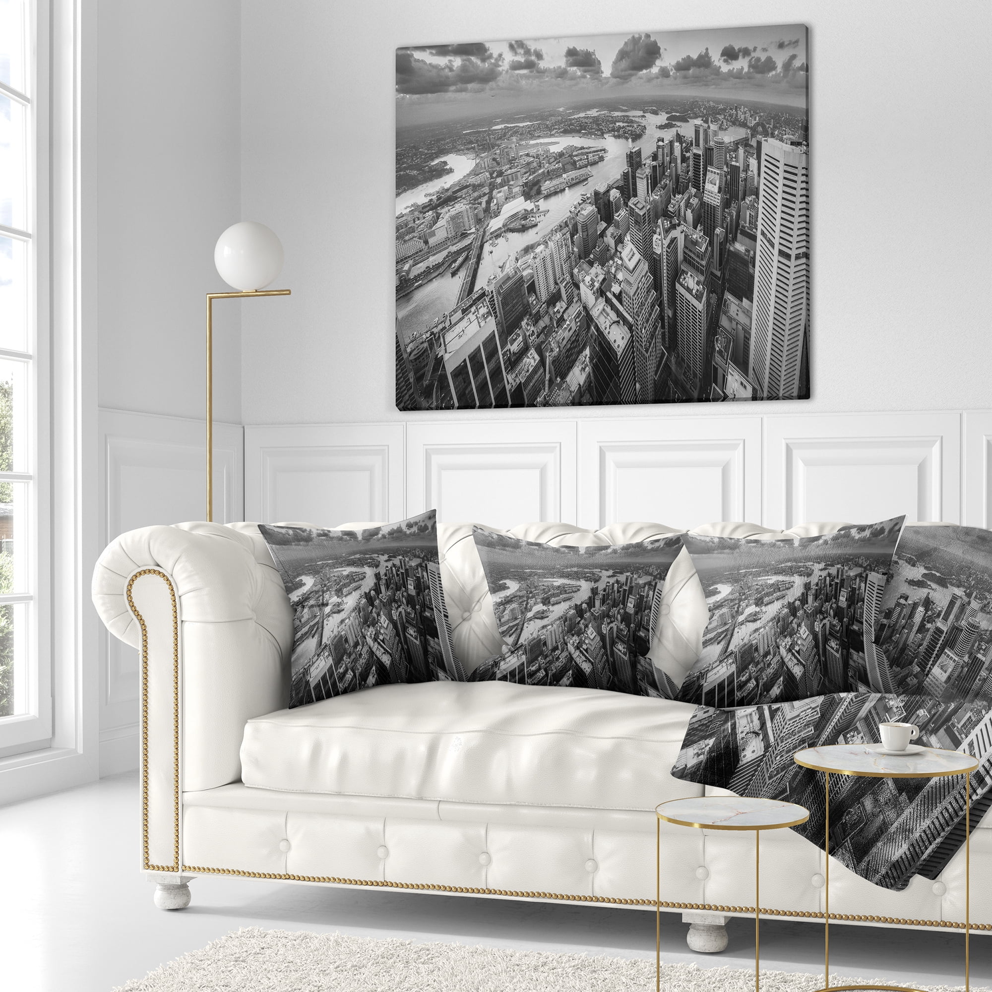 Designart Sydney City Skyscrapers Panorama - Cityscape Throw Pillow - 18x18