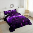 thumbnail image 4 of Feelyou Purple Game Controller Queen Comforter Set, Neon Honeycomb Abstract Bedding Sets, Teens Kids Boys Girls Reversible Bedding Comforter Set, Lightweight Room Decor, 3 Pieces, 4 of 9