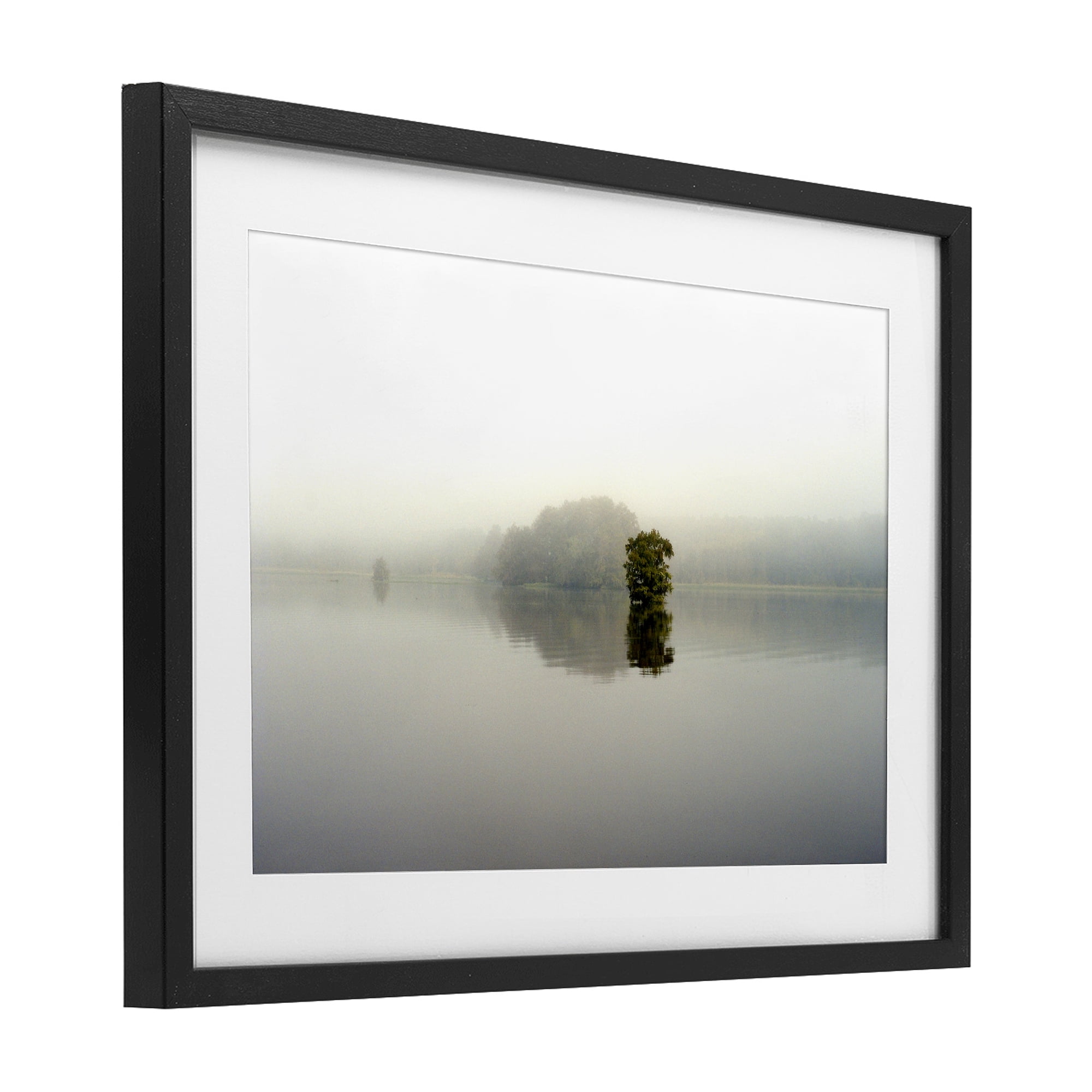 Stupell Industries Misty Lake Reflection Black Framed Print Under Glass, design by Gail Peck