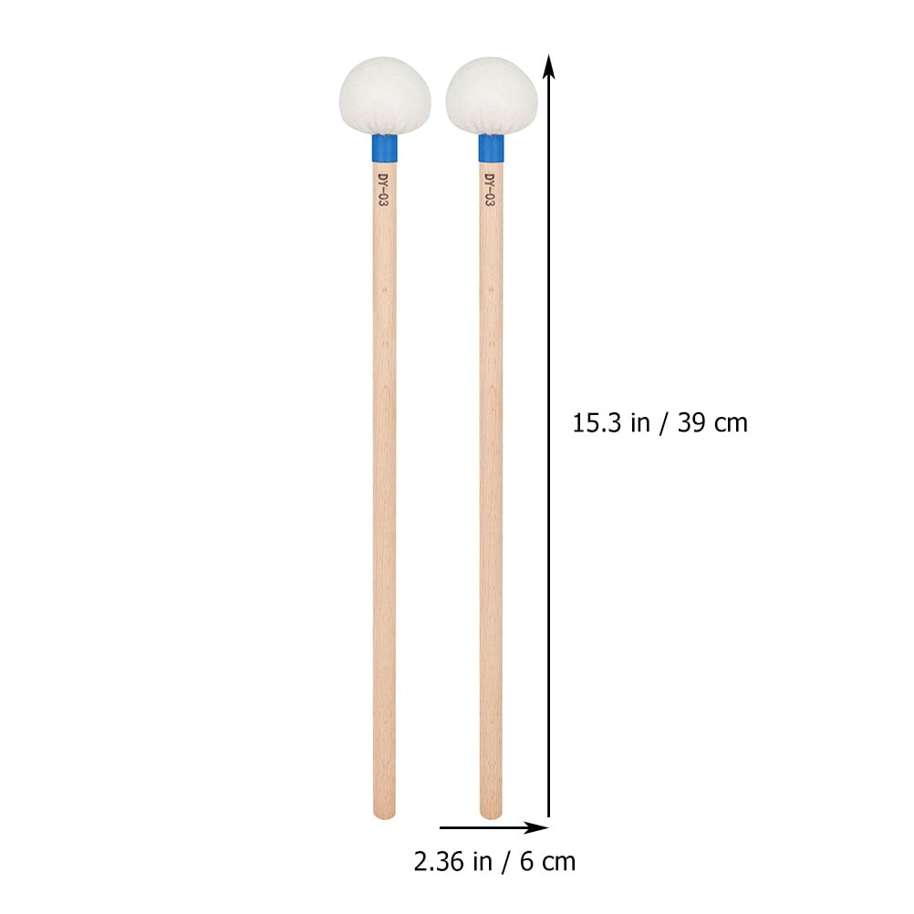 Worgeous 2pcs Drumsticks Felt Sticks Percussion Drumsticks Wooden Handle Drumsticks
