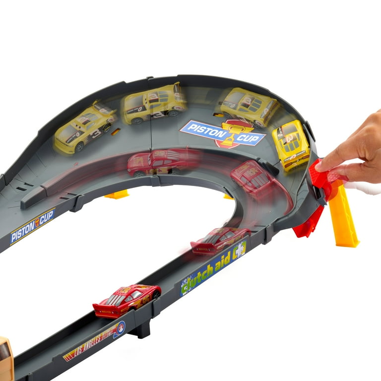Disney and Pixar Cars NASCAR Lane Change Race Playset with 2 Toy