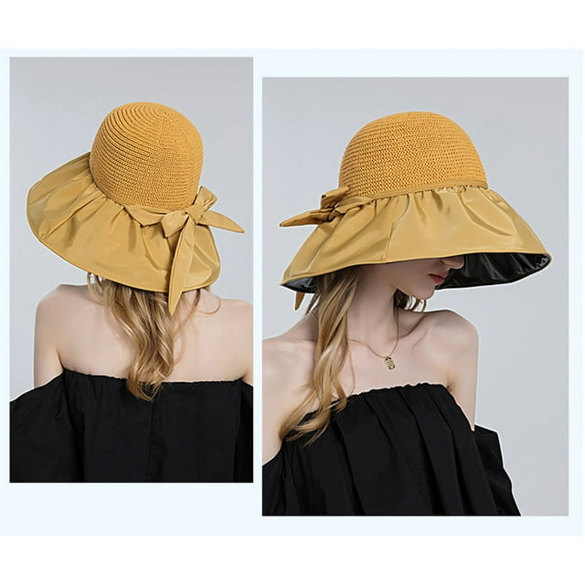 Chapeau de Soleil Extérieur pour Femmes, Protection Solaire, Double Face, Grand Bord