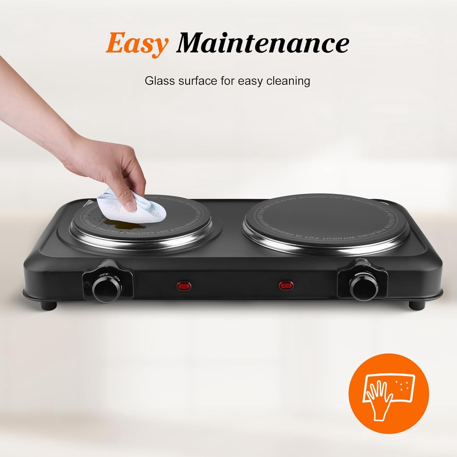 Hot Plates for Countertop, Battery Powered Hot Plate, Electric Hot Plate, 1200w Electric Infrared Single Burner,  Portable Counter Single Stove with 7.5” Glass Cooktop