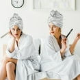 thumbnail image 2 of Unique Bargains 3 Pcs Soft Hair Towel Wrap Drying Cap Microfiber for Wet Hair Gray White, 2 of 7