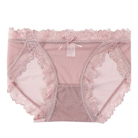 

Lace Underwear for Women Lace Hollowed Out Mesh Panties Mid Waist Cotton Bottom Crotch Girl Briefs Comfy Knickers