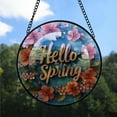 thumbnail image 2 of Customized Hello Spring Stained Glass Window Hangings, Hello Spring Colorful Glass Panel Pretty Gifts, Hello Spring Decoration for Home Garden Christmas WveqVN (Hello Spring 13), 2 of 3