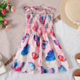 thumbnail image 2 of Robes pour Filles Bébé Tout-Petits Filles Été Imprimé Floral Robe à Bretelles Légère Décontractée avec Attaches Réglables pour Plage Robe Bébé Rouge 2 Ans-3 Ans, 2 of 6