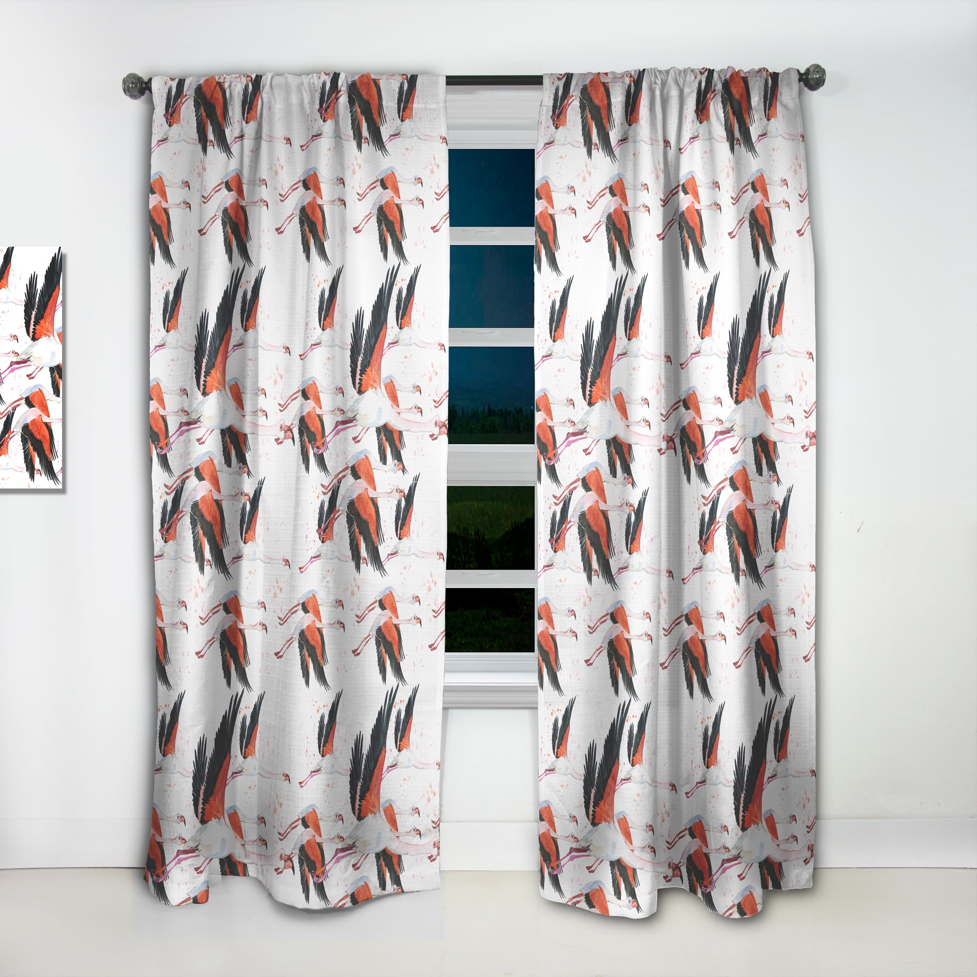 Designart 'Flamingo Tropical Collage' Animals Curtain Panel