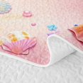 thumbnail image 5 of Castle Fairy Kawaii Pastel Beach Scene Twin Quilt Set,Crab Butterfly Seashell Sand Print Twin Coverlet Set,Pink Sky, 5 of 7
