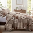 thumbnail image 3 of 3-Piece Full/Queen Size Quilt Set - Brown Paisley Bedspread Coverlet with 2 Pillow Shams, Microfiber, 3 of 8