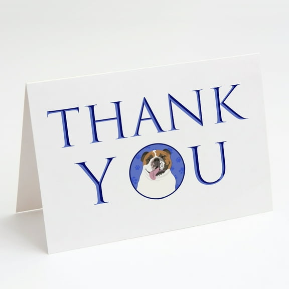 English Bulldog Tricolor #1 Thank You Greeting Cards and Envelopes Pack of 8 7 in x 5 in