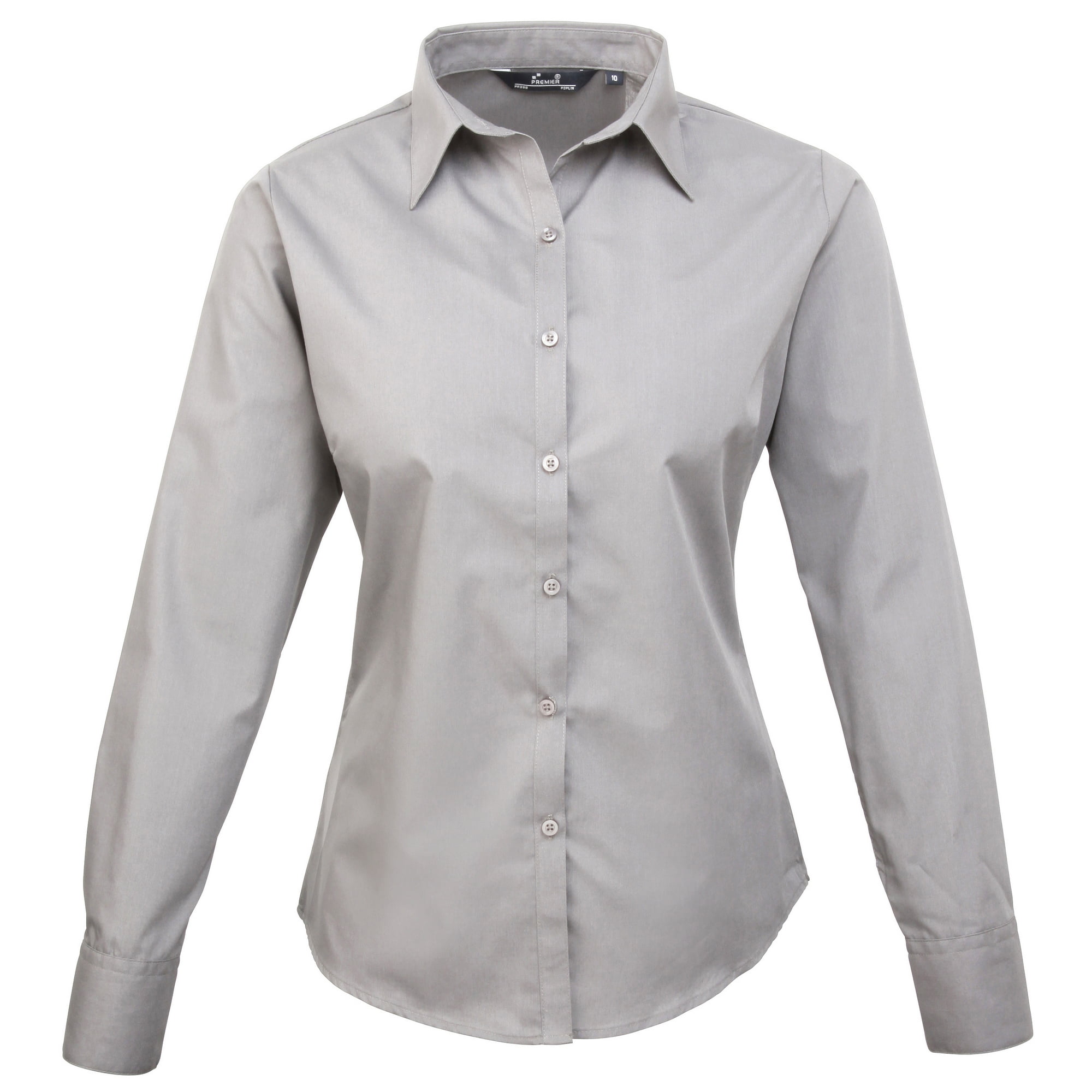 Premier Womens Poplin Long Sleeve Blouse Plain Work Shirt 