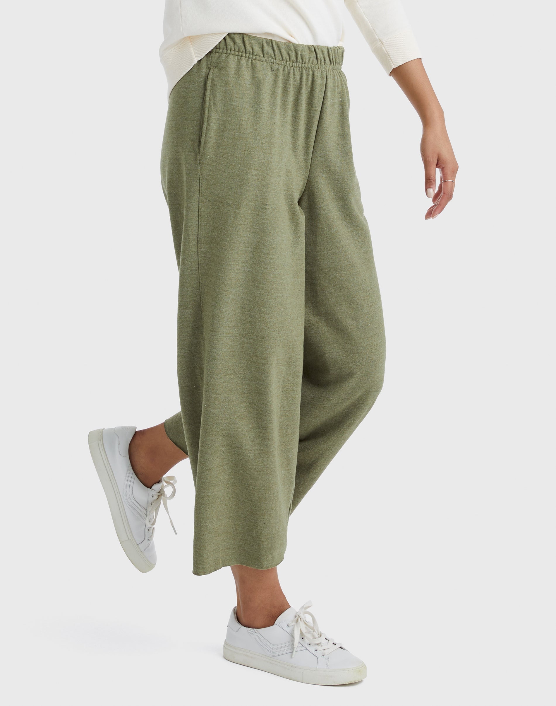 Hanes Originals Women's French Terry Wide Leg Crop Pants