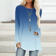 thumbnail image 2 of GA WEIHUA Women's Long Sleeve Tunic Tops Plus Size Loose Fit Gradient Blouses Oversized Crew Neck Casual Flowy Shirts(Blue,Small), 2 of 5