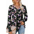 thumbnail image 2 of KISSMODA Women's Long Sleeve Comfy V-Neck Blouse & Tunic Tops, S-2XL, 2 of 4
