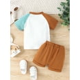 thumbnail image 3 of Auntie's Bestie Girl Summer Outfit Sets Short Sleeve Color Block Shirt Shorts with Pockets Clothes, 3 of 5