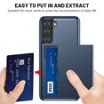 thumbnail image 4 of SaniMore for Samsung S22 5G Case with Card Holder, Slim Dual Layer Heavy Duty Galaxy S22 2022 Wallet Case Hidden Sliding Credit Slot Protective Cover for Men Women, Darkblue, 4 of 7