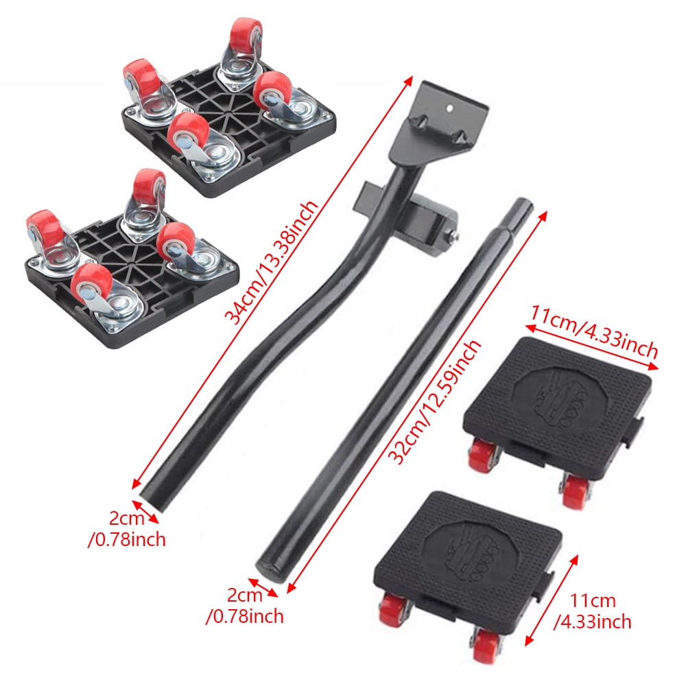 Vorfor Heavy Duty Furniture Lifter Movers Dolly Wheel Roller Bar Hand Tools Set with 360°Rotation 4 Wheels Small Flat Dolly, 880 Lbs Capacity, Black