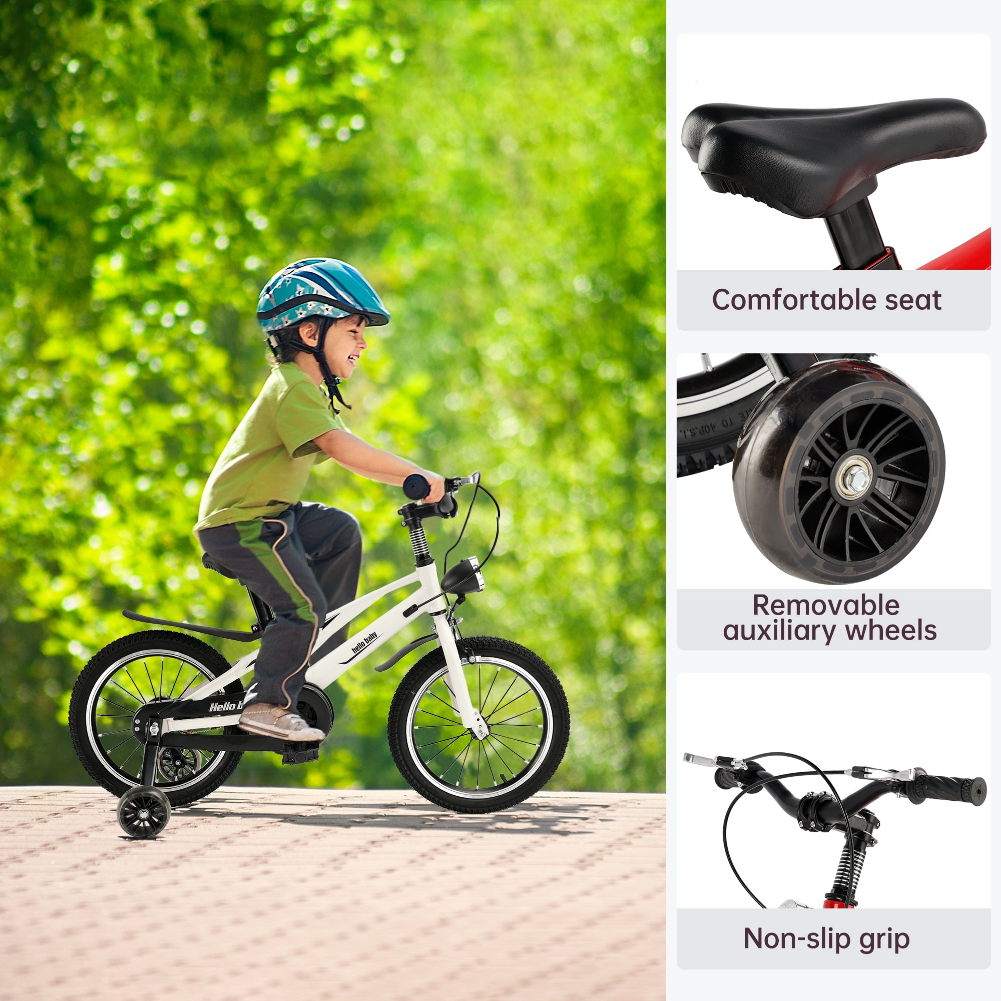 ARTUDATECH 16 Inch Kids Bike for 4-9 Year Old Boys and Girls, Children's Bicycle with Training Wheels, LED Headlight, and Dual Brake, Ideal for Toddler Beginners