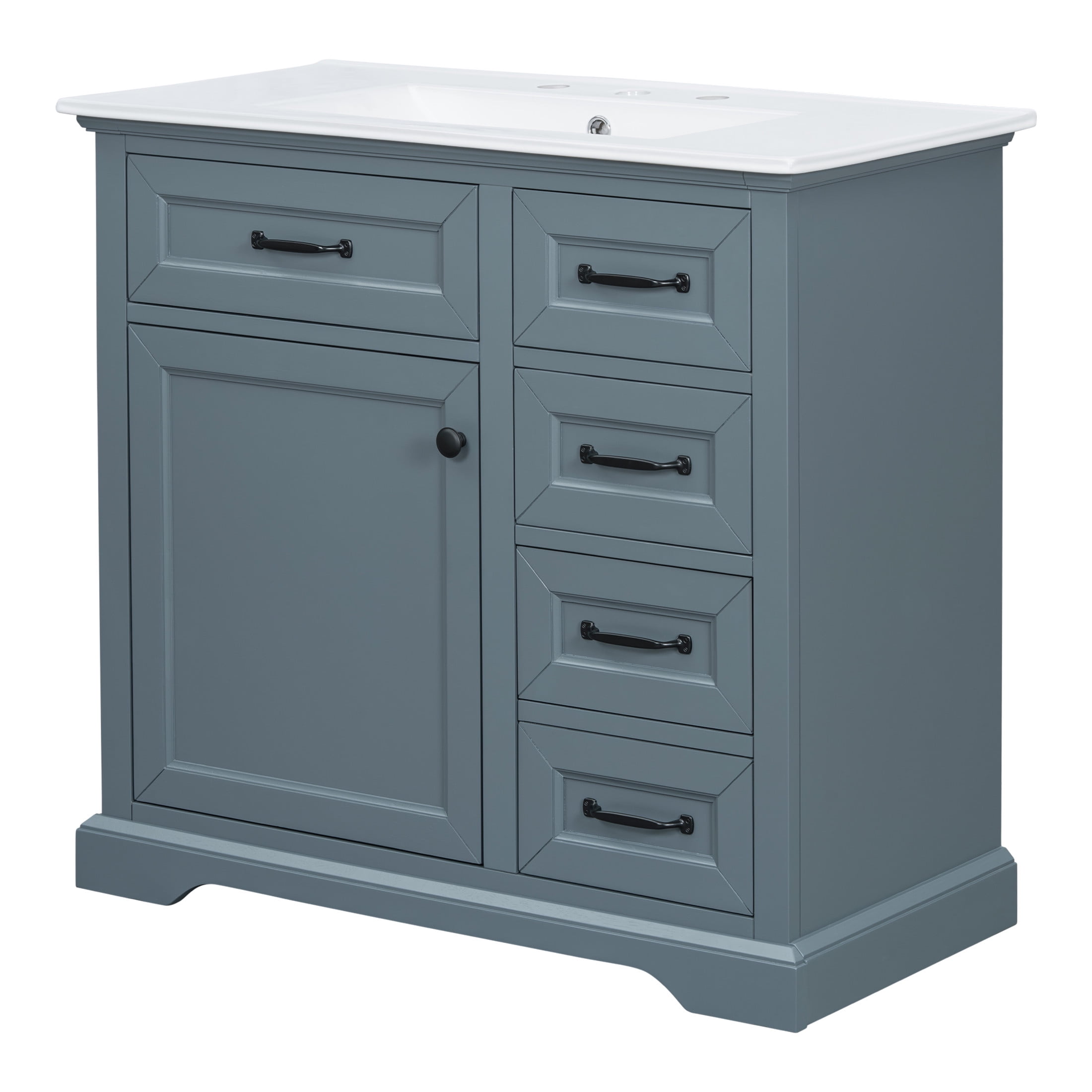 Christopher Knight Home 36" Bathroom Vanity with Sink, Tip-out Drawers, Soft-Close Doors, Livid