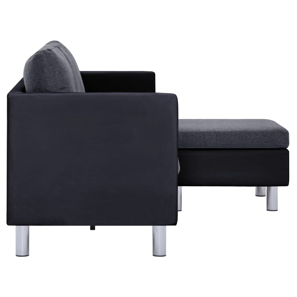 Kepooman Home L-Shaped Faux Leather Sectional Sofa with Cushions for Living Room Small Space, Black & Dark Gray Kepooman Home L-Shaped Faux Leather Sectional Sofa with Cushions for Living Room Small Space, Black & Dark Gray