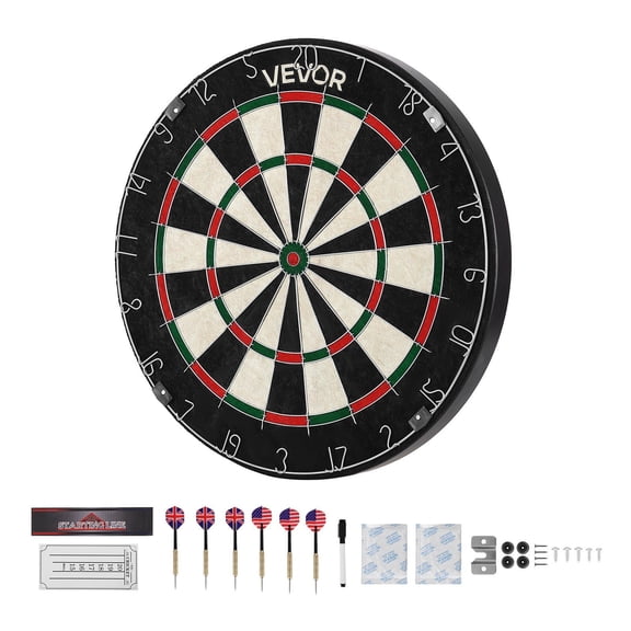 Professional Sisal Fiber Dartboard Set: 6 Darts, Scoring Kit, Staple-Free Bullseye & Rotating Ring for Game Rooms